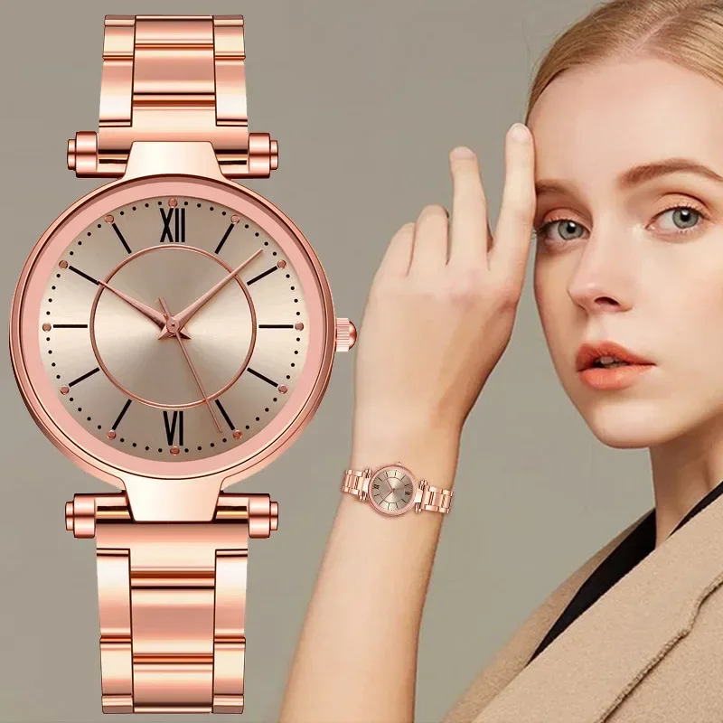 Luxury Watch Female - Luxury Rose Gold Stainless Steel Watches