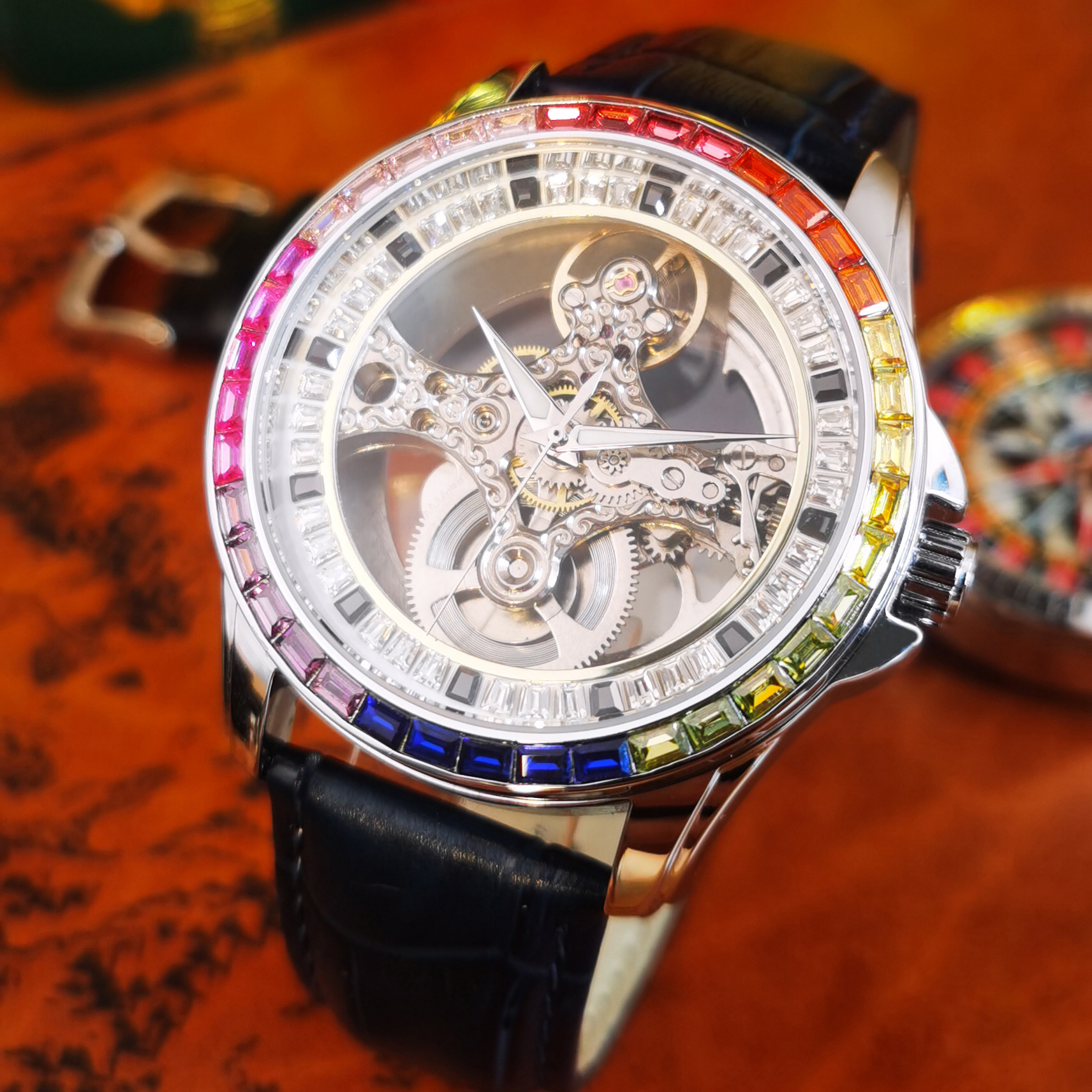 Luxury Watch All Black - AOKULASIC Luxury Skeleton Automatic Watch for