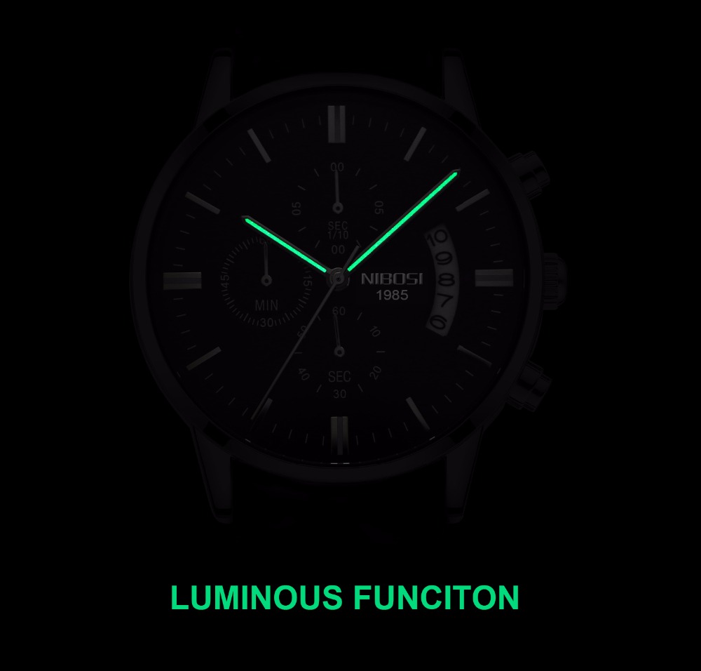 NIBOSI Stainless Steel Black Q - Luxury Watch All Black のレビューと価格