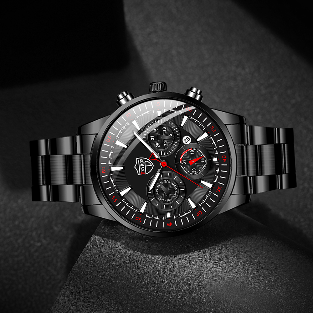 Fashion Mens Watches Set Luxur - Luxury Watch All Black のレビューと価格