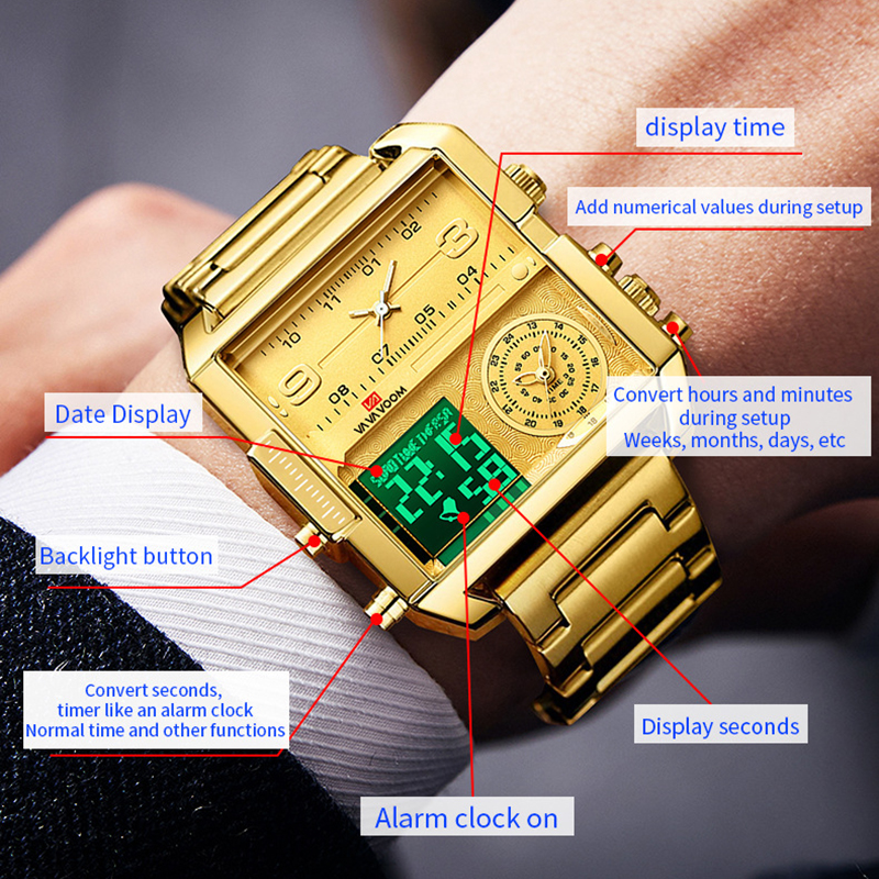 Dual Display Men Sports Watche - Luxury Watch All Black のレビューと価格