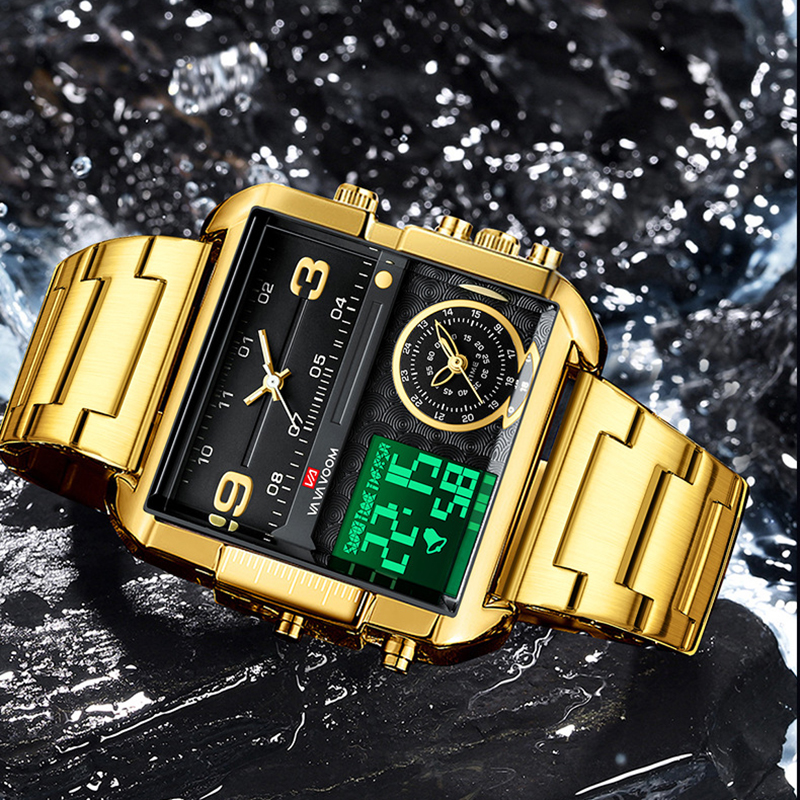 Dual Display Men Sports Watche - Luxury Watch All Black のレビューと価格