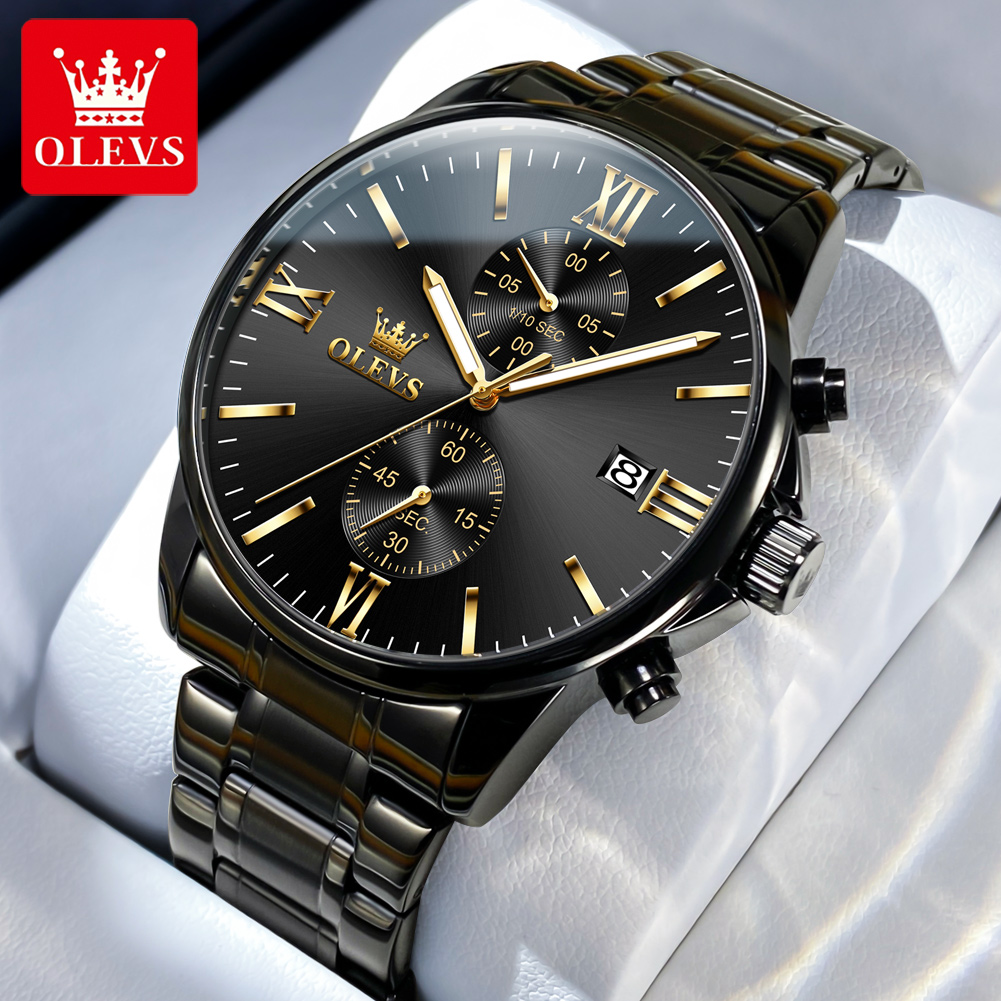 OLEVS 2886 Classic Black Quart - Luxury Watch All Black のレビューと価格