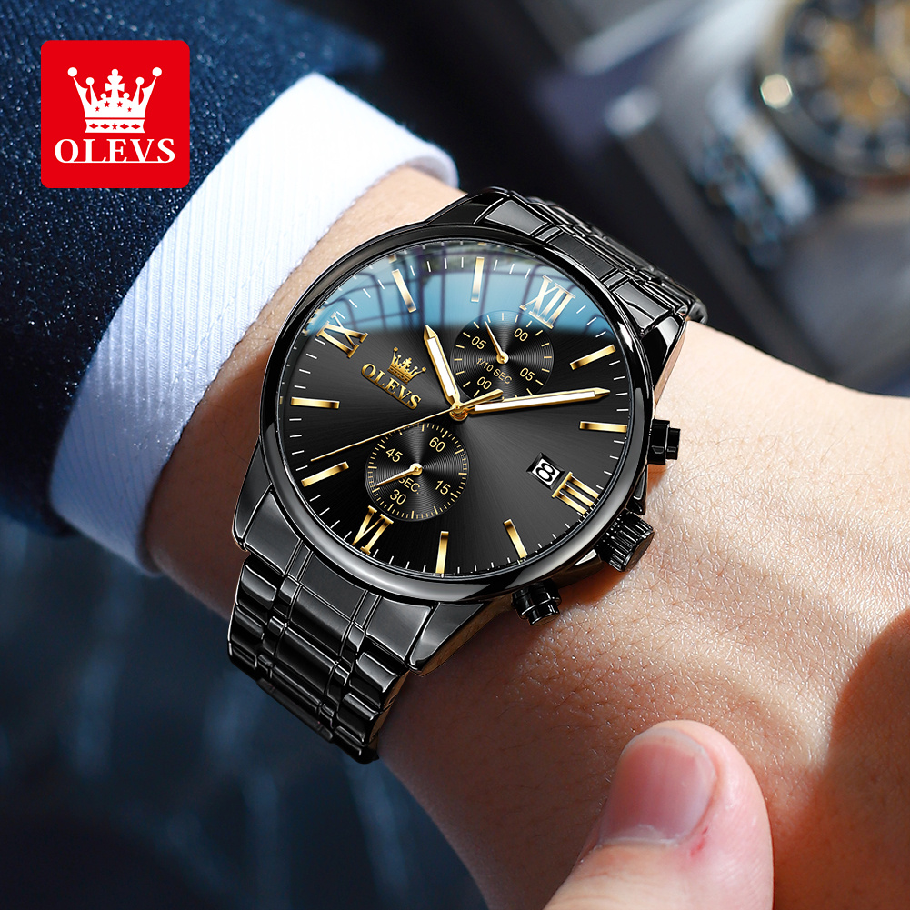 OLEVS 2886 Classic Black Quart - Luxury Watch All Black のレビューと価格