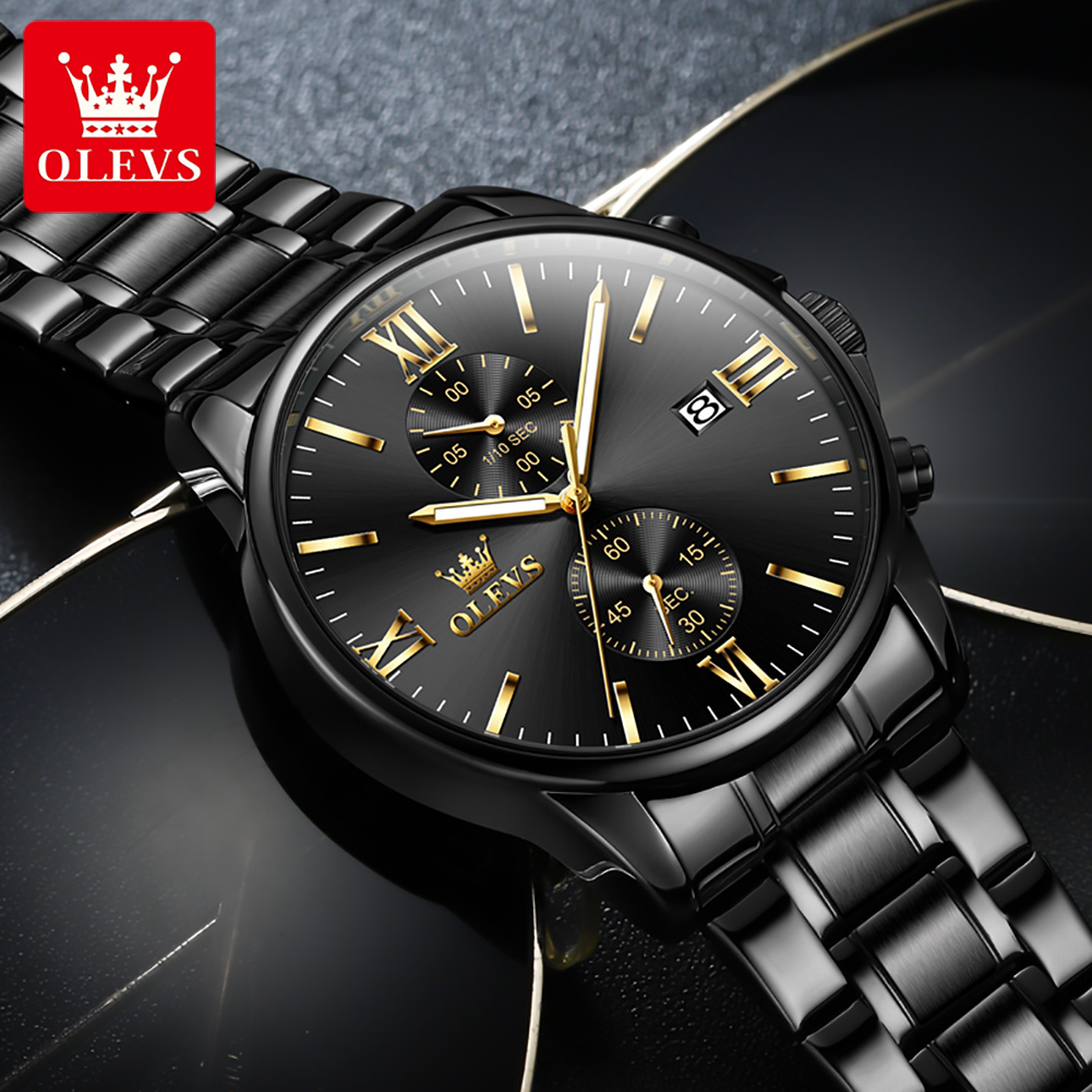 OLEVS 2886 Classic Black Quart - Luxury Watch All Black のレビューと価格