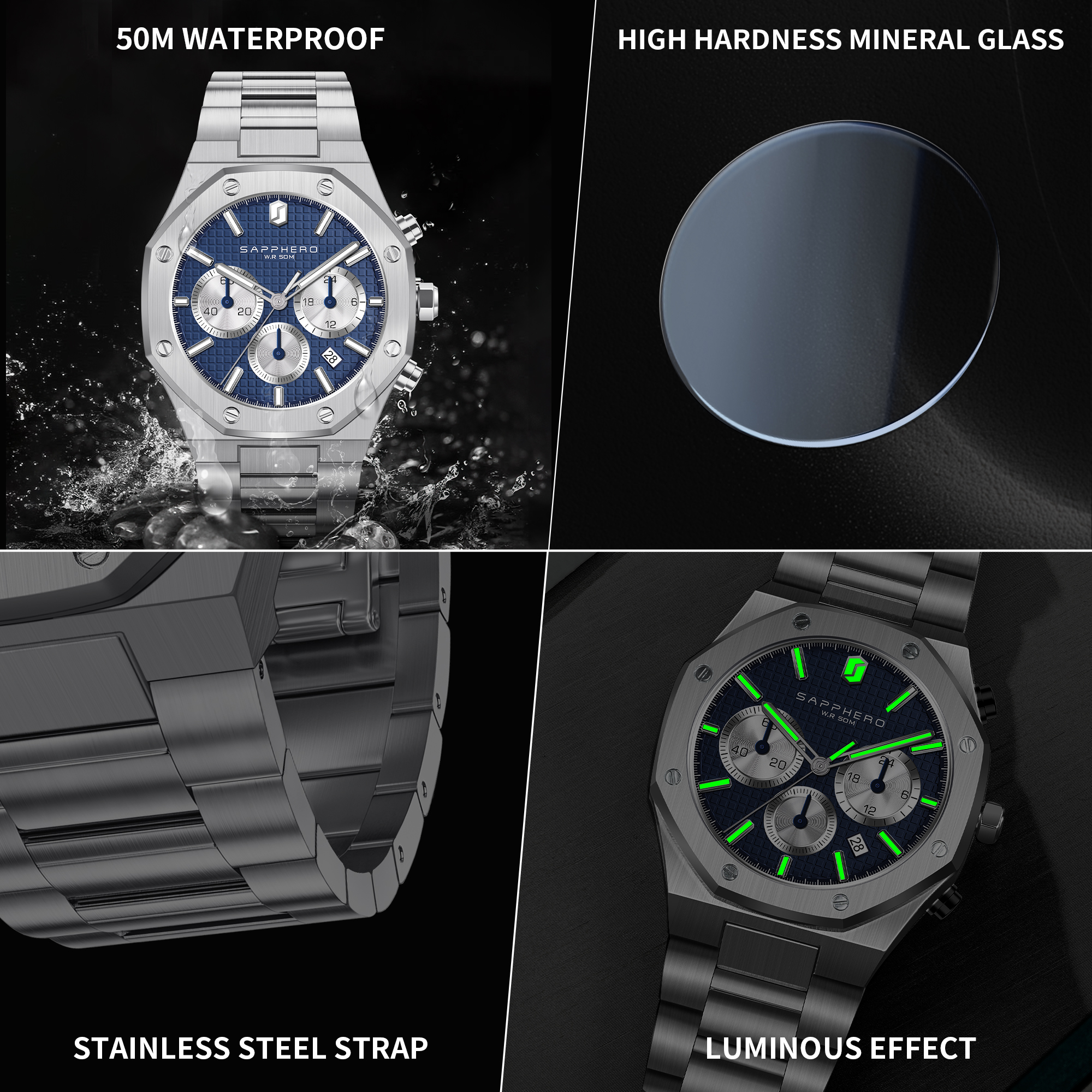 SAPPHERO Men's Watch Waterproo - Luxury Watch Ap のレビューと価格