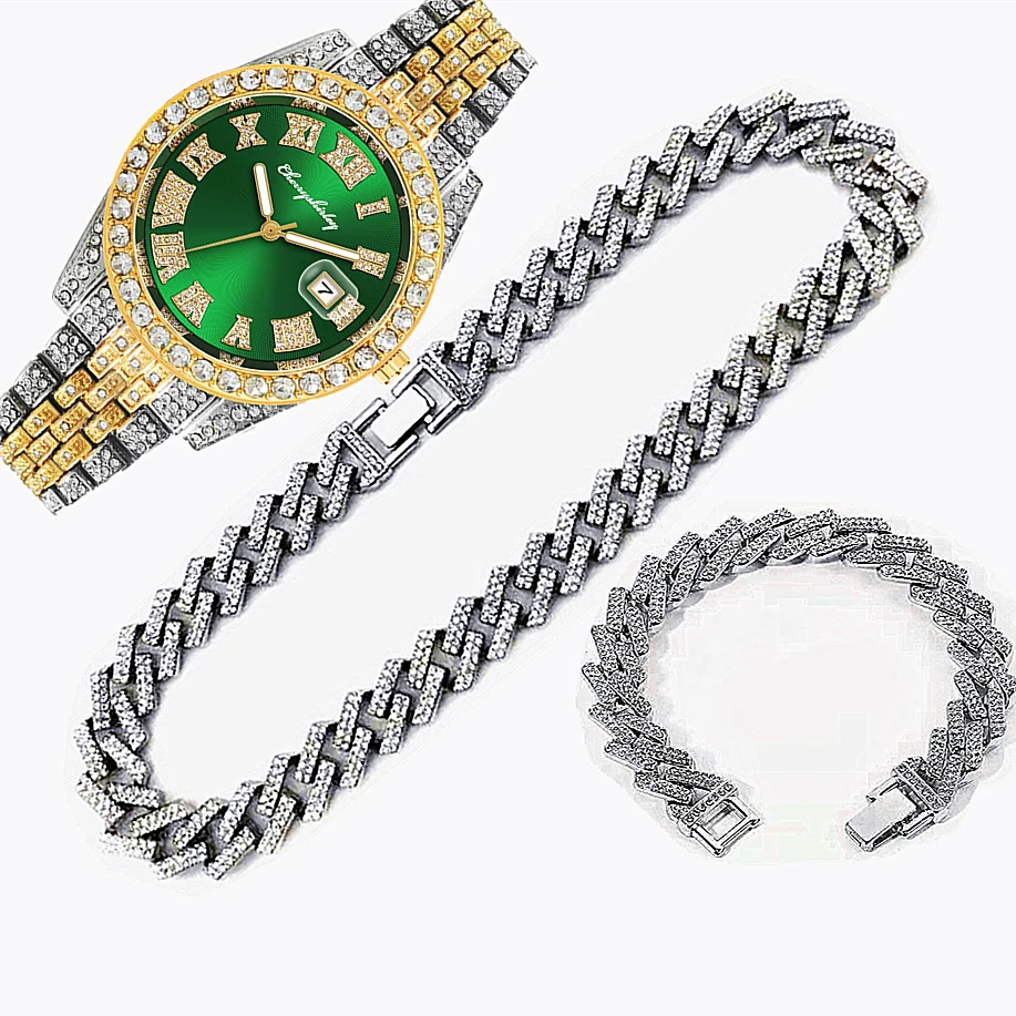 3pcs Luxury Iced Out Watch for - Luxury Watch Miami のレビューと価格