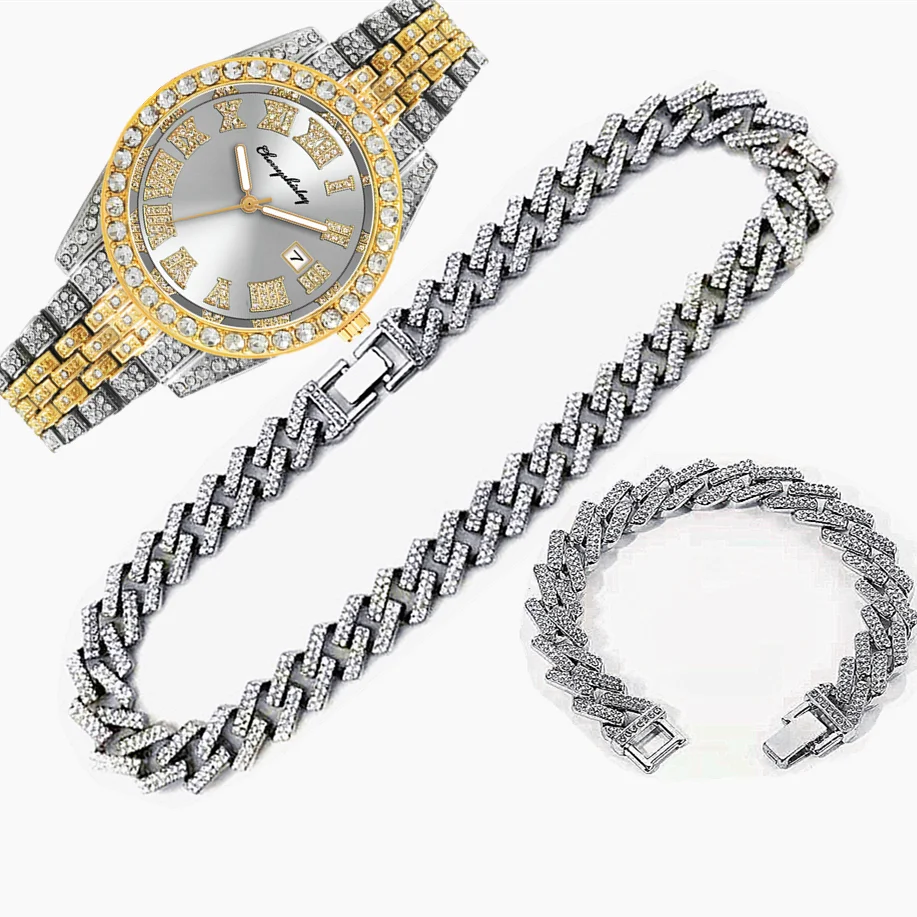 3pcs Luxury Iced Out Watch for - Luxury Watch Miami のレビューと価格