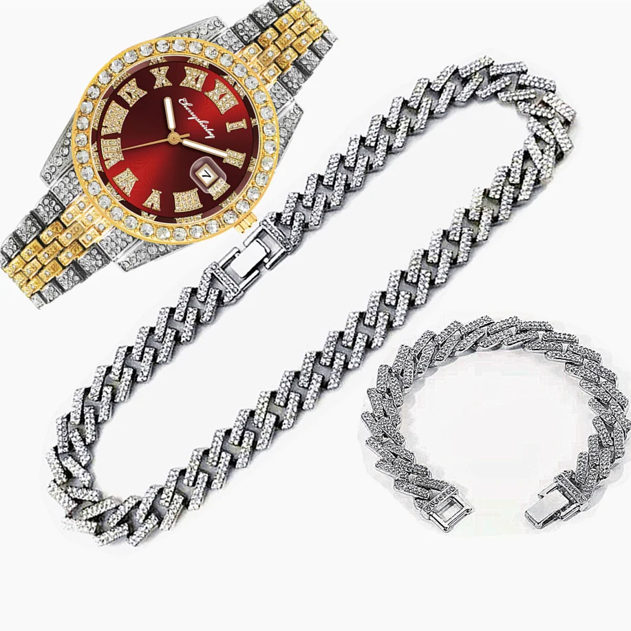 3pcs Luxury Iced Out Watch for - Luxury Watch Miami のレビューと価格
