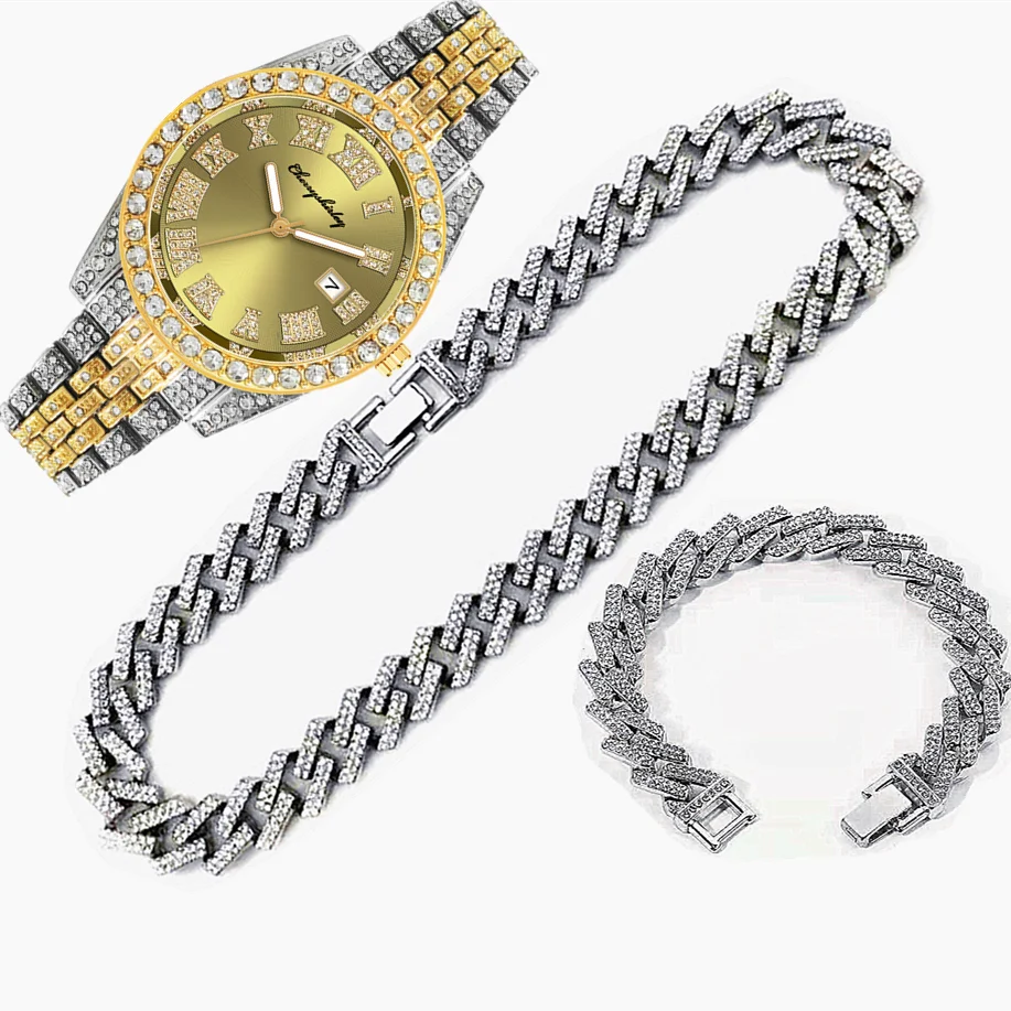 3pcs Luxury Iced Out Watch for - Luxury Watch Miami のレビューと価格