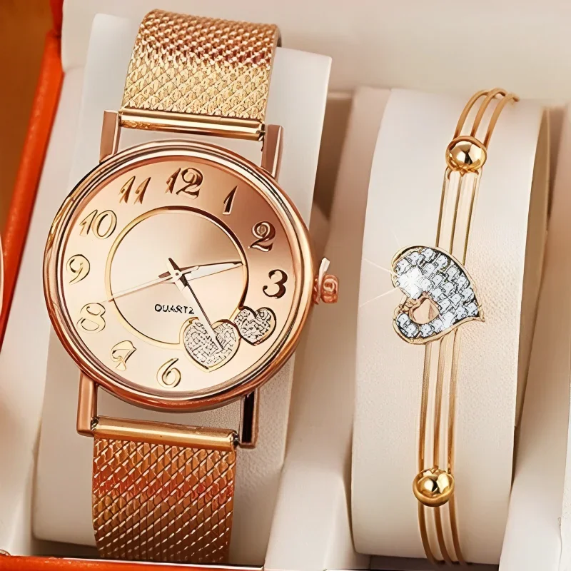 Elegant Rose Gold Heart Dial W - Luxury Watch Level のレビューと価格