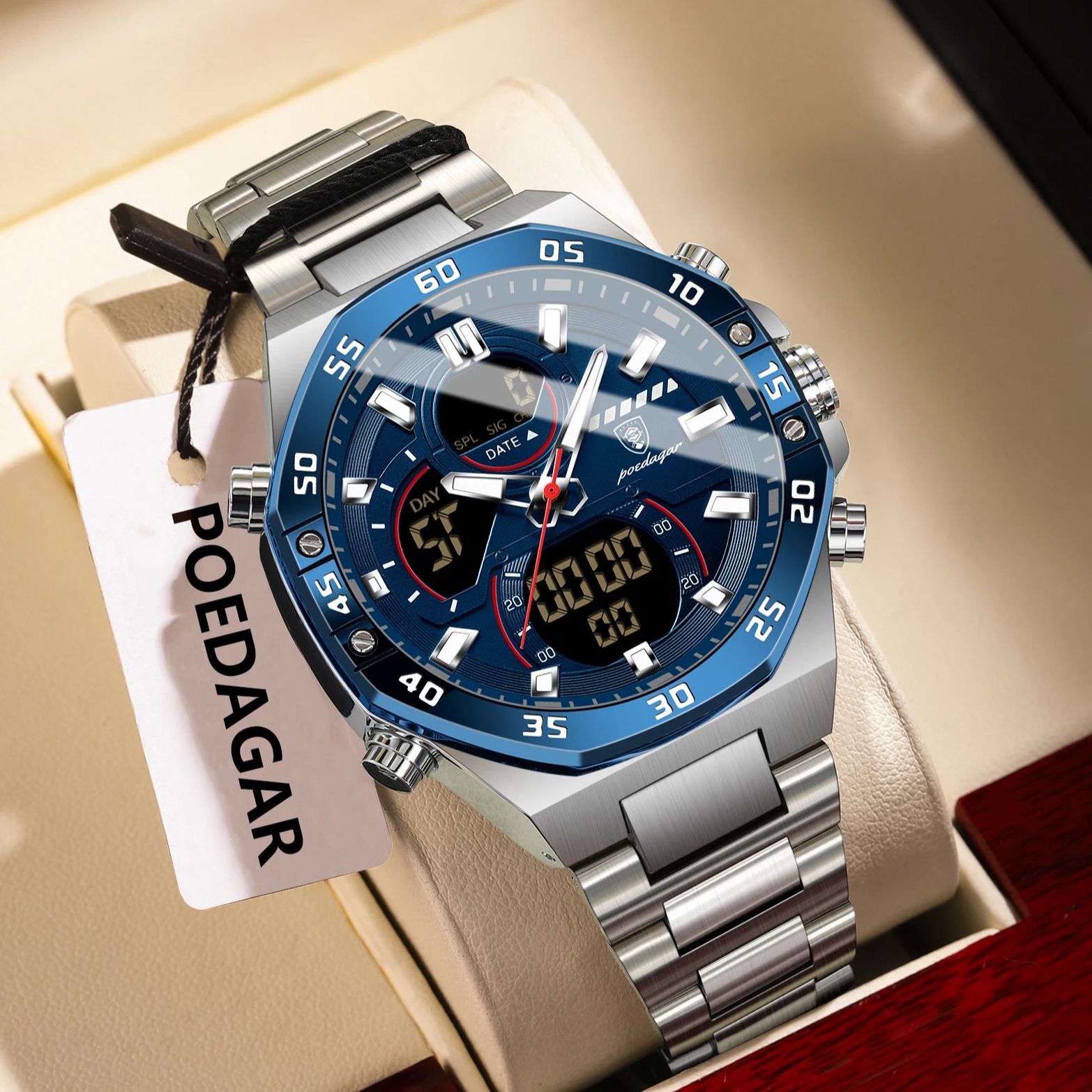 POEDAGAR Top Men Clock LED Lum - Minute Repeater Watch のレビューと価格