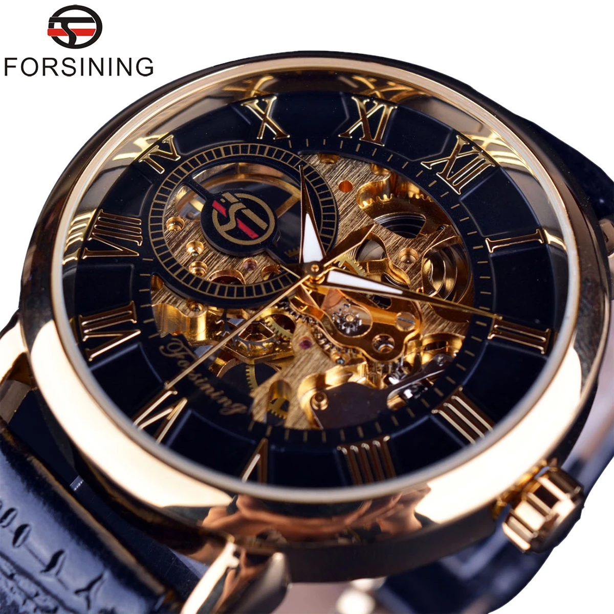 Forsining 3d Logo Design Hollo - Luxury Watch All Black のレビューと価格