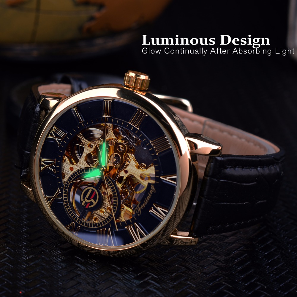 Forsining 3d Logo Design Hollo - Luxury Watch All Black のレビューと価格