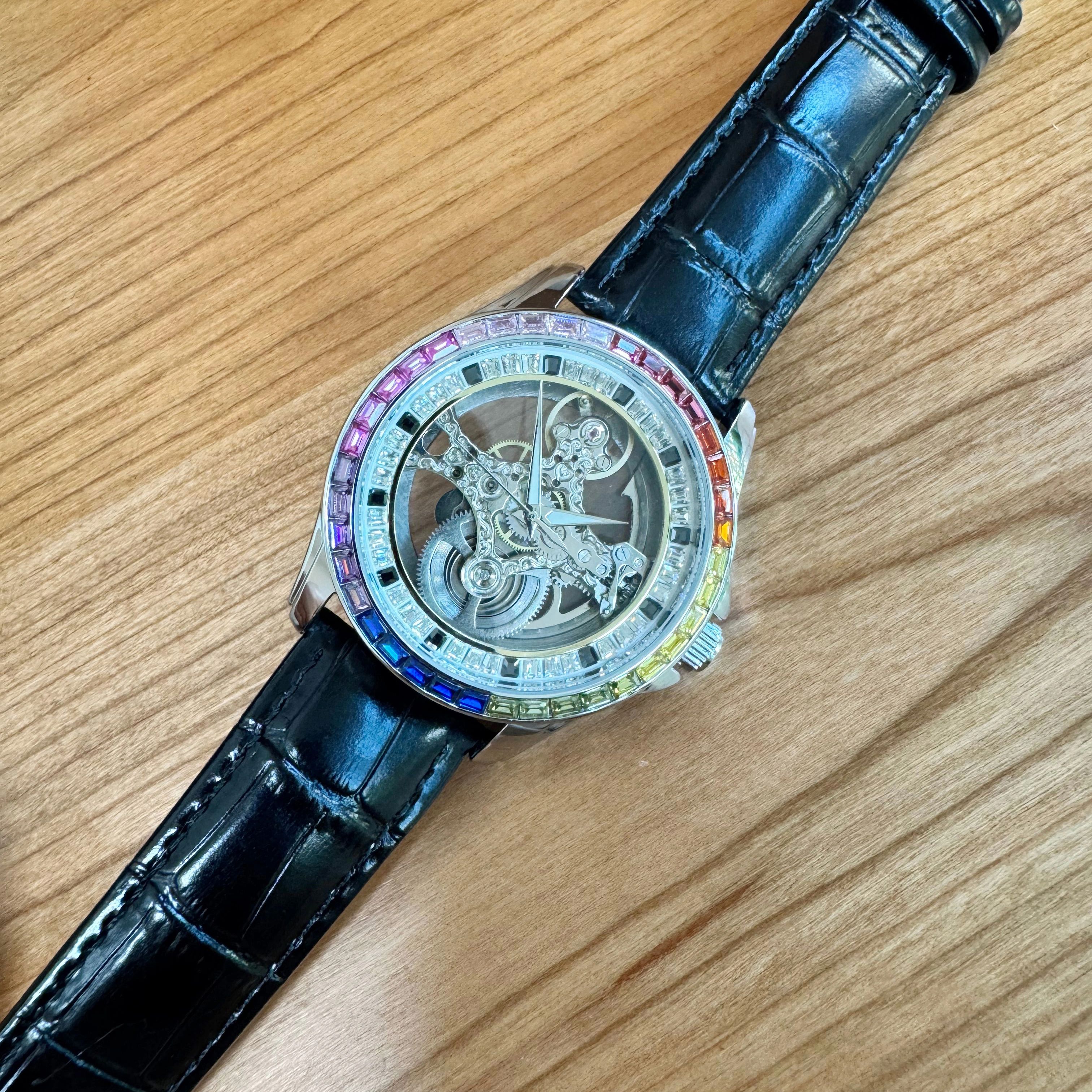 AOKULASIC Luxury Skeleton Auto - Luxury Watch All Black のレビューと価格