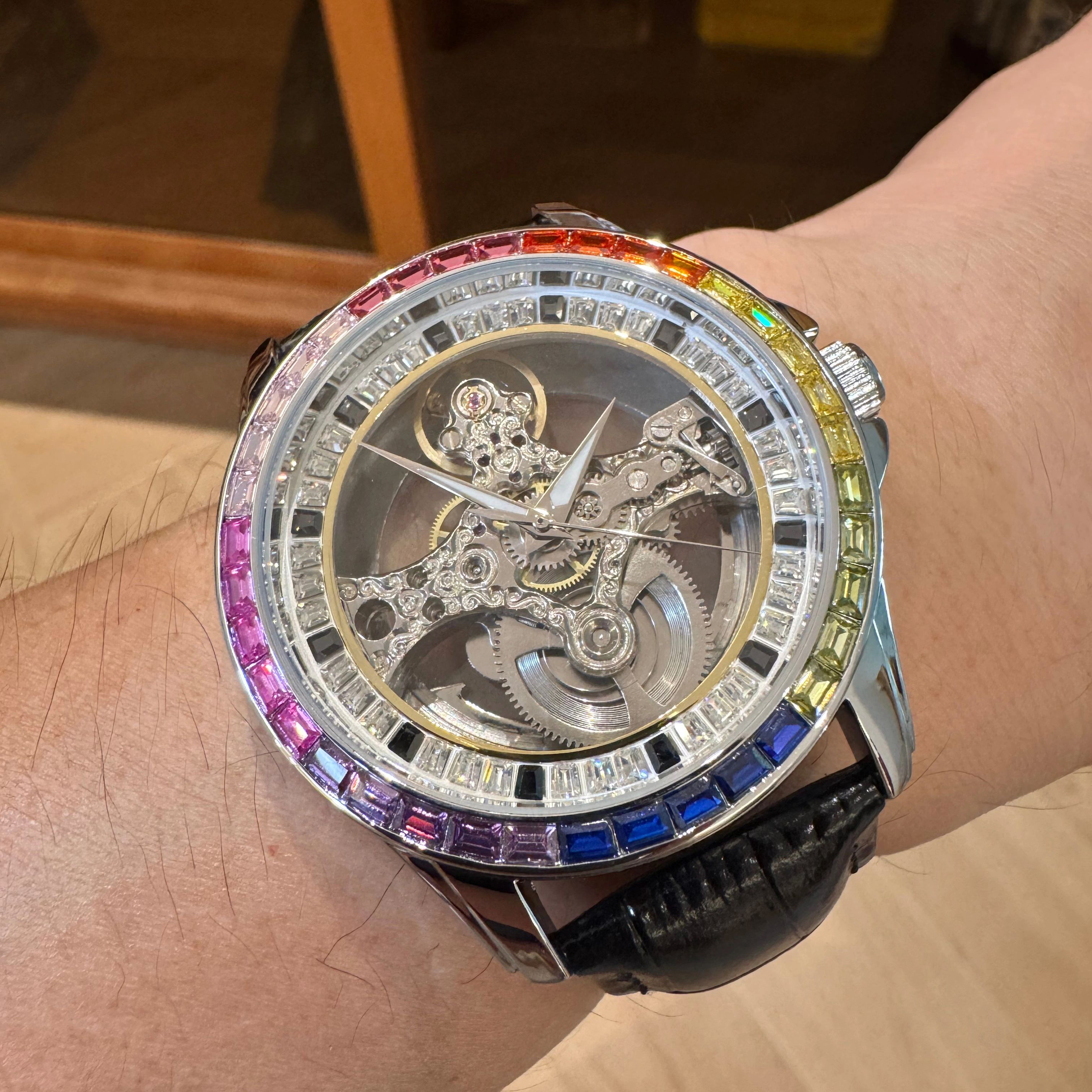 AOKULASIC Luxury Skeleton Auto - Luxury Watch All Black のレビューと価格