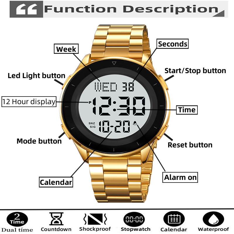 Skmei Dual Time Zone LED Digit - Minute Repeater Watch のレビューと価格