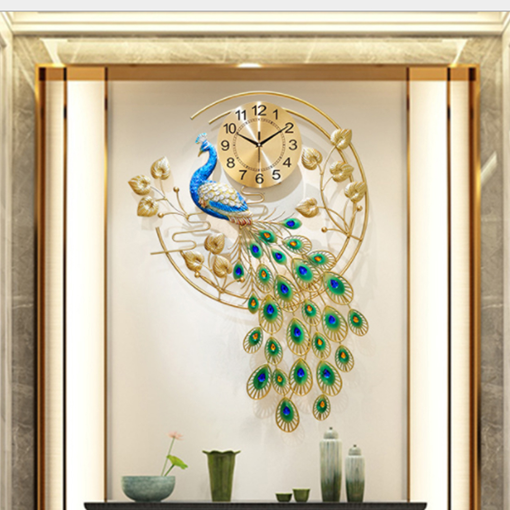 Peacock Art Wall Clock, Large  - Luxury Watch House のレビューと価格