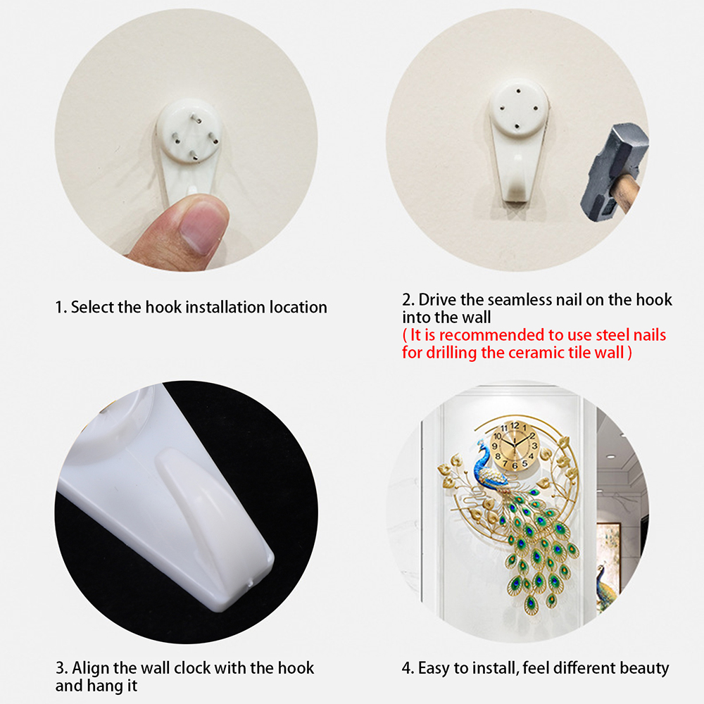 Peacock Art Wall Clock, Large  - Luxury Watch House のレビューと価格