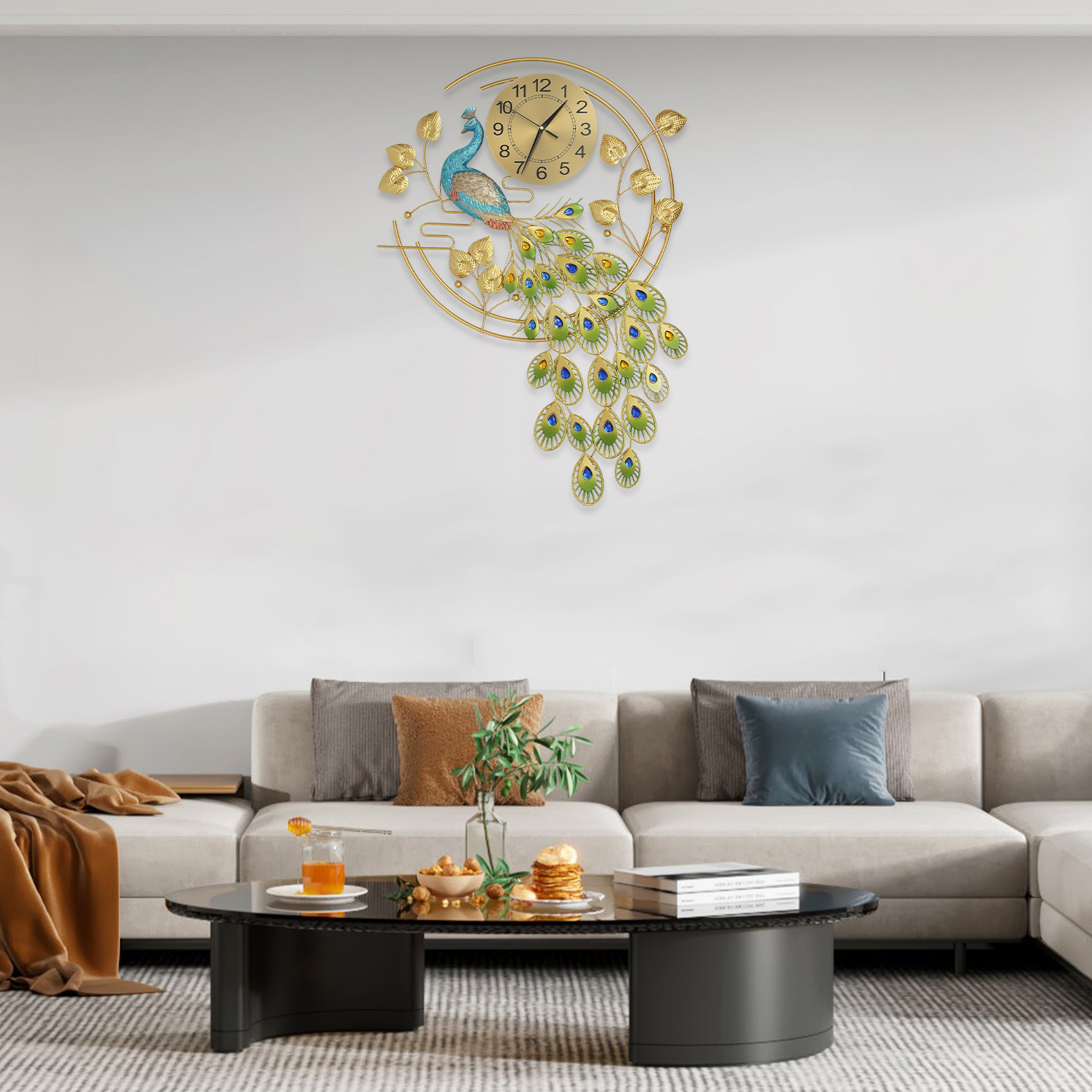 Peacock Art Wall Clock, Large  - Luxury Watch House のレビューと価格